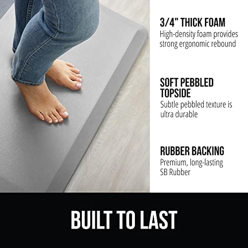 GORILLA GRIP Cushioned Antifatigue Kitchen Mat for Floor, 24x17, Light Gray