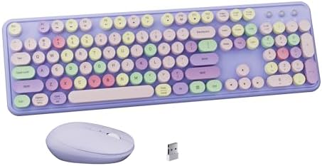 Colorful Wireless Keyboard and Mouse Combo Purple Colorful