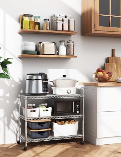 Simple Deluxe Heavy Duty 3-Shelf Shelving Unit, 24.02" D x 13.78"W x 21.97" H, 3 Tier, Chrome