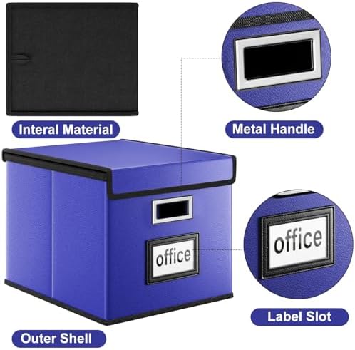 File Organizer Box with Lids, Collapsible File Folder Organizer