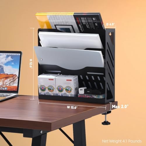 CanKing Metal File Organizer 4-Tier Clamp Desk and Wall Mount