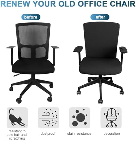 Tallew 4 Pcs Office Chair Covers Stretch Seat Armrest, Dark Grey