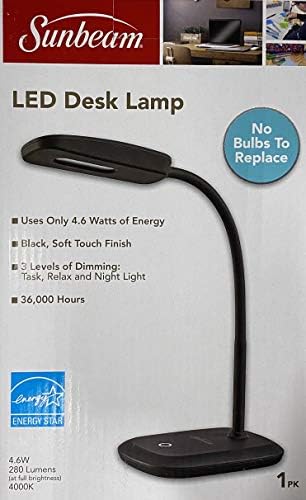 SUNBEAM Flexible Neck LED Desk LAMP Adjustable Light Energy Star Black