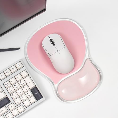 Pink Mouse Pad with Gel Wrist Rest Support, Comfortable Ergonomic Mousepad