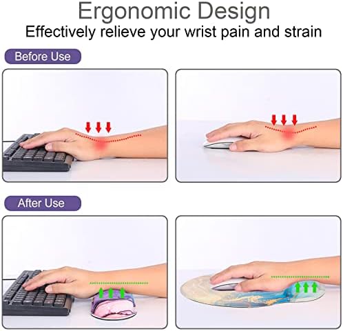 4 in 1 Mouse Pad Set with Wrist Rest for Keyboard,Desk Mat,Coaster-Marble