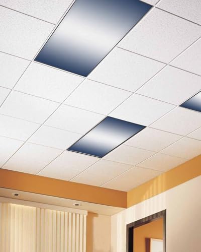 Dark Blue White Minimalist Geometric Striped Magnetic Fluorescent Light Covers for Ceiling Lights 2 x 4 Feet, Office Classroom Kitchen Drop Ceiling Light Covers Lighting Filters Shade Panel 3 Packs