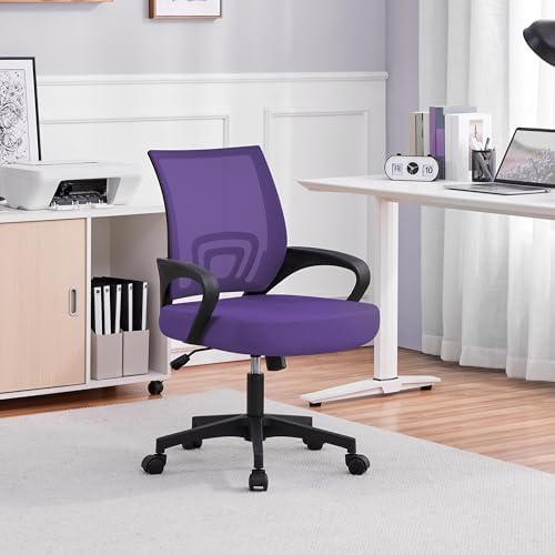 Yaheetech Mid-Back Mesh Computer Office Desk Chair Adjustable Swivel Purple