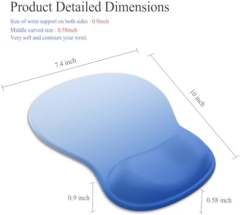 Gel Mouse Pad with Wrist Rest, Ergonomic Concave Wrist Support Mousepad with Non-Slip PU Base & Smooth Surface Comfortable Desk Accessories Mat for Office, Home Gaming and Study (04 Gradient Blue)