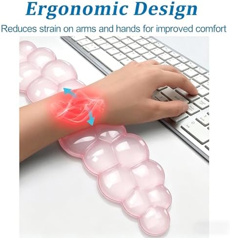 Gel Cloud Wrist Rest Set, Clear Gel Cloud Keyboard Wrist Rest with Non-Slip Base, Ergonomic Wrist Support for Typing Pain Relief, Cute Wrist Pad for Office, Gaming, Computer, Laptop - Pink
