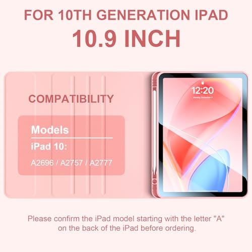 for iPad 11th 10th Generation Case with Keyboard(10.9", 2022) 7 Colors Backlight Wireless Magnetically Detachable Rechargeable BT Keyboard with Pencil Holder for New iPad 10th Gen 2022 (Pink)