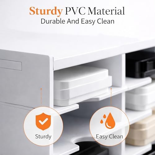 FlexiWilo 48-Slot Rotating Ink Pad Organizer, Desktop Craft Storage, White