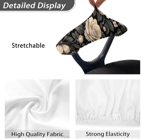 Rose Butterfly Print Office Chair Armrest Covers Set of 2 Dust-Proof Stretchable Gaming Chair Armrest Slip Covers Easy to Install