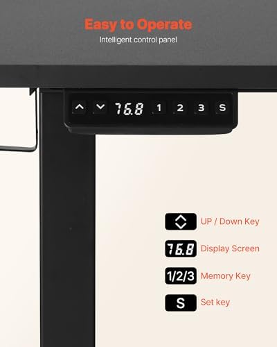VEVOR L Shaped Electric Standing Desk with 2 Drawers, 63 x 55 inch Adjustable Height Corner Desk with Storage, Sit Stand up Computer Table with Light Strips for Office Home, Easy to Assemble, Black