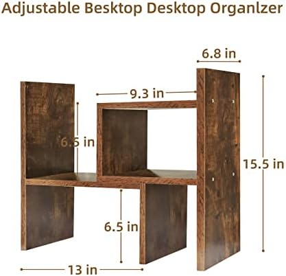 TY ARTS & CULTURE Expandable Wood Desktop Organizer Countertop Bookshelf