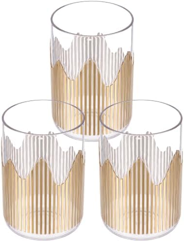 Clear Gold Striped Pen Holder, Makeup Brush & Toothbrush Cup