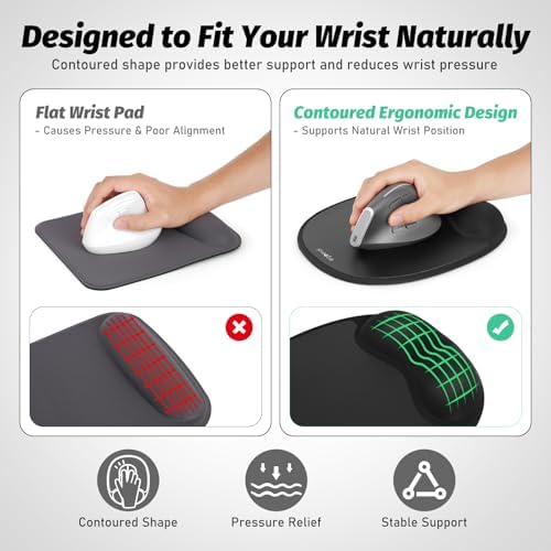 Mouse Pad with Memory Foam Wrist Rest for Vertical Mouse
