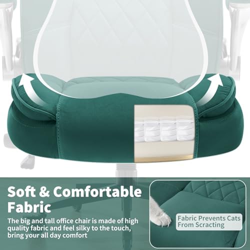Fabric High Back Office Chair, Thick Padded Ergonomic Computer Desk Chair