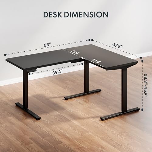 SANODESK 63Inch L-Shaped Electric Standing Desk Motorized Corner Desk
