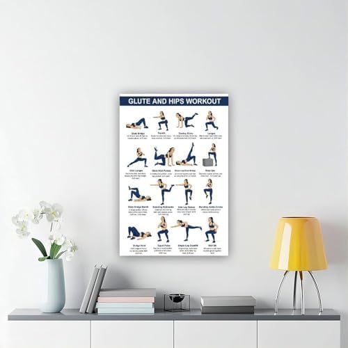 Glute And Hips Workout for Women Lower Body Exercise Chart Leg And Glute Home Gym Fitness Canvas Poster Bedroom Decor Room Decor Unframe 16x24inch