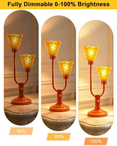 Lightdot Mid Century Modern Table Lamp Orange Vintage Lamp Gift Dimmable