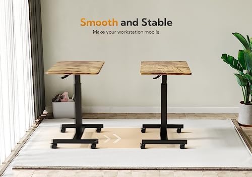 Claiks Mobile Rolling Desk Small Portable Laptop Cart on Wheels 26" Brown