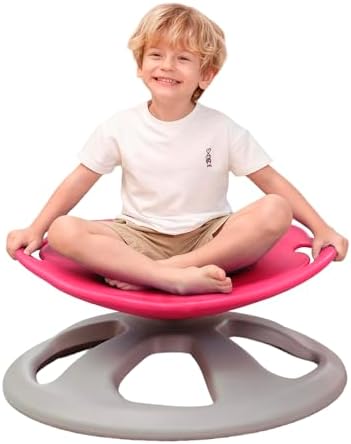 BABAMU Spinning Chair for Autistic Kids, Sensory Swivel Chair, 220LBS Weight Capacity, Autism Sensory Products, Autism Toys, Sensory Toy (Pink, Handle)