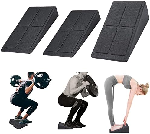 Squat Wedge Block Adjustable Slant Board, Heavy Duty 3pcs Foam Foot Ankle Knee Stretcher Leg Extender, Incline Platform Ramp For Heel Elevated Exercise and Calf Raise