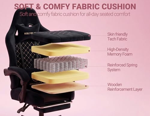 Mistpeople Gaming Chair, Ergonomic High Back Computer Chair with Footrest, Lumbar Support & Pocket Spring Cushion, Comfortable Swivel Home Office Desk Chair for Adults