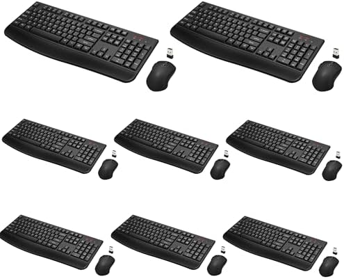 QUASIO Wireless Keyboard Mouse Combo, Windows & Mac Compatible (8 Pack)