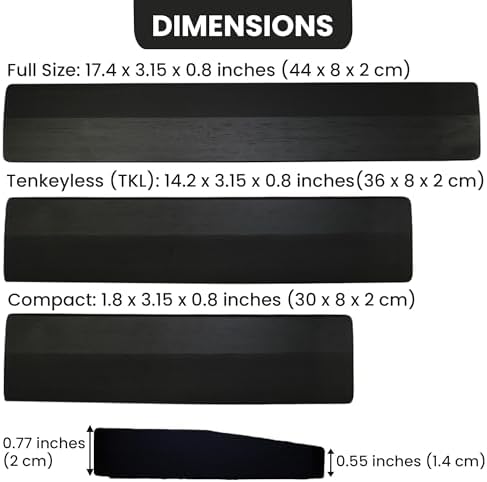 Kothar Wooden Keyboard Wrist Rest (Compact, Black)
