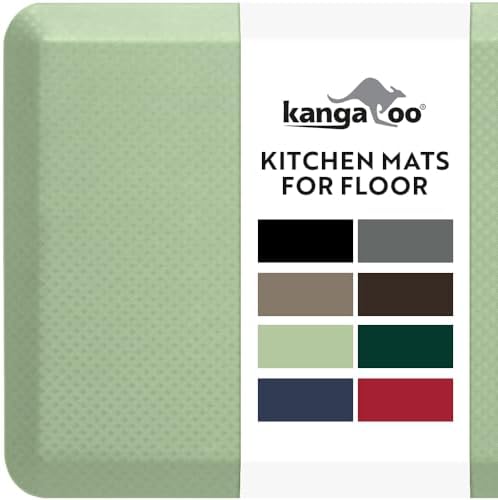 KANGAROO Cushioned Anti Fatigue Kitchen Mats for Floor, 24x70 Dark Green