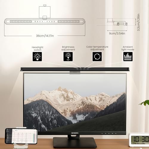 HomeBeyond Monitor Light Bar, USB LED Task Lamp for Flat Screens, Eye-Care Dimmable Desk Lamp with Touch Control, No Glare Reading Light for Home Office