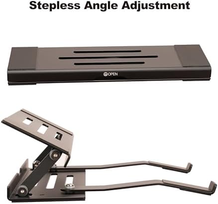 Aluminum Fold & Laptop Riser Stand 3-in-1 Adjustable, Foldable Cooling Stand with Integrated Storage Box, Ruler and Ultra-Slim Portable Design for MacBook, Tablet, Ipad, Keyboard and All Laptop