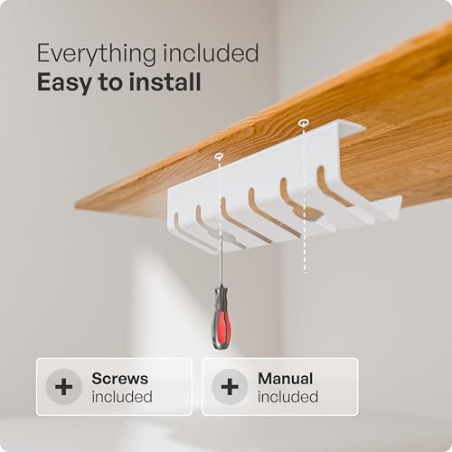 PAMO Cable Management Under Desk, Set of 3 - White