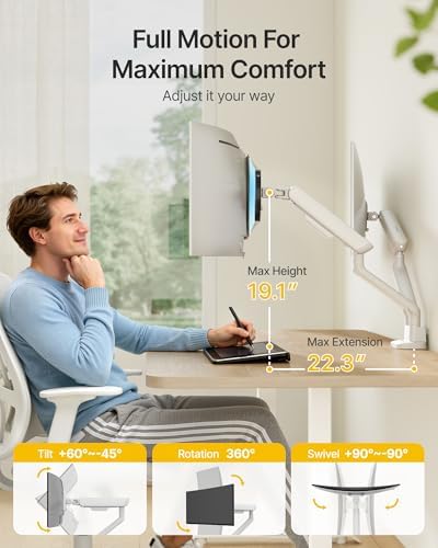 monTEK Mechanical Spring Dual Monitor Arm with USB for 27 32 34inch Screens