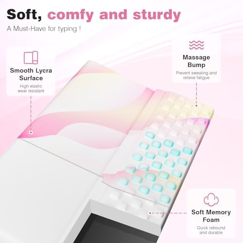 Ospelelf Keyboard Wrist Rest, Ergonomic Memory Foam Wrist Support for Typing & Gaming, Tilted Keyboard Pad, Aesthetic Desk Accessories for Office, Relief for Carpal Tunnel & Wrist Pain, Flowcolor