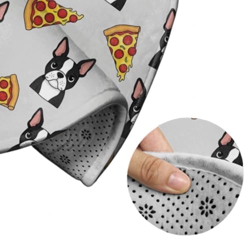 Circular Rugs Large Modern Round Area Rug Fashion Decor Mat for Home Office Grey Boston Terrier Dog Pizza, 60inch