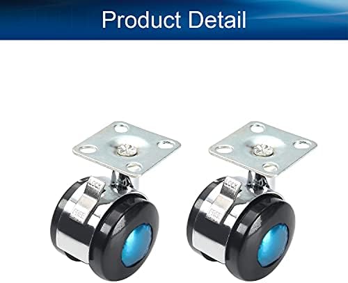 2pcs Swivel Caster Wheels Alloy Plate Mounted Caster Wheel for Office Chair 1.57inch Black Silver with Brake