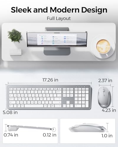 seenda Wireless Keyboard and Mouse Combo, Slim Full-Size Design