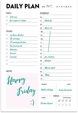 (Pack of 3) Nokingo Daily To Do Lists - A5 Calendar, Organizer with Priority, To Do Lists, Appointments, Meals and Water Intake Tracker, 50 Undated Tear-Off Sheets Daily Planner Pad, 5.8"x8.25"