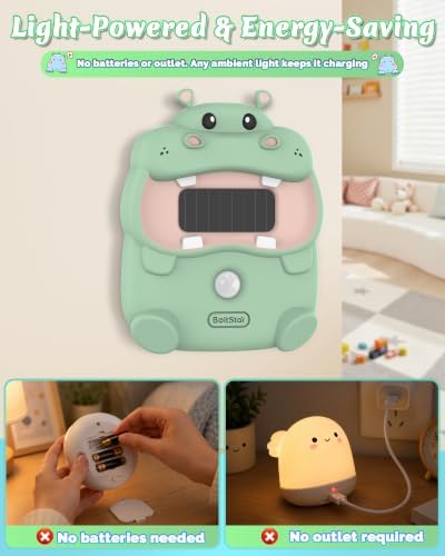 Motion Sensor Night Light for Kids: Cute Hippo Solar Nightlight - No Charge