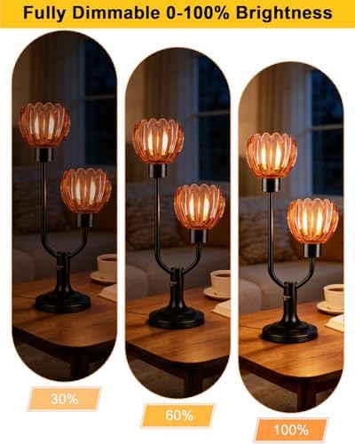 Mid Century Modern Flower Table Lamp for Living Room Dimmable Pink