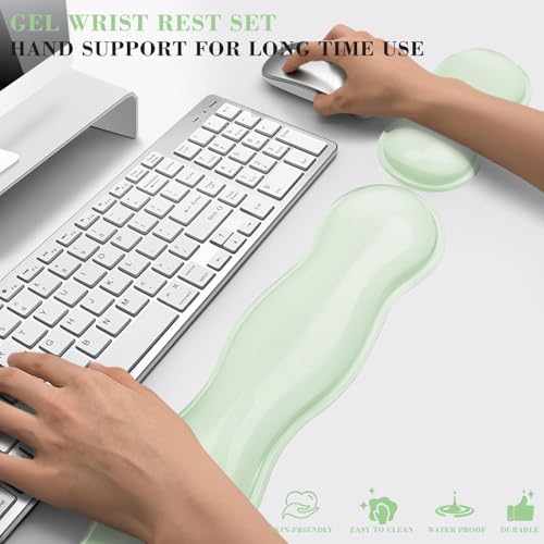 Gel Wrist Rest for Keyboard and Mouse, Wrist Rest for Keyboard, Mouse Wrist Support, Pain Relief, Cool Touch, Non-Skid, Wrist pad Set