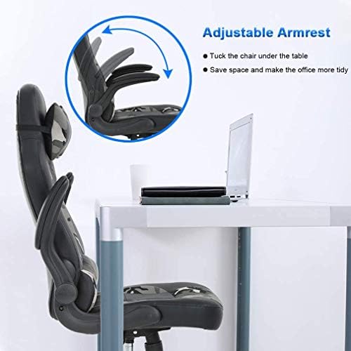 Ergonomic Gaming Office Chair - High Back PU Leather Executive Desk Chair with Lumbar Support, Flip-Up Arms & Headrest - Adjustable Swivel Task Computer Chair for Adults-Camo
