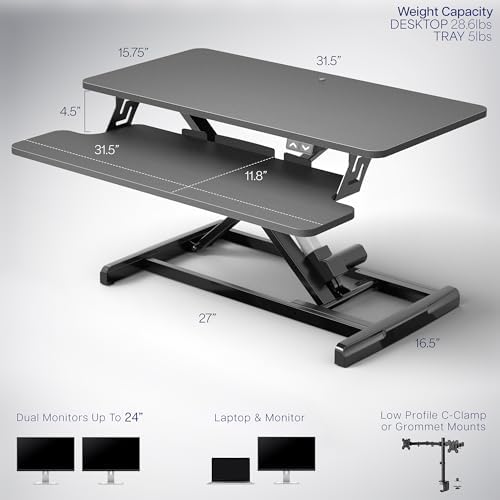 VIVO Black 32 in Electric Standing Desk Converter, DESK-VE32B