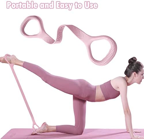 Figure 8 Resistance Band, Arm Back Shoulder Exercise Elastic Rope Stretch Fitness Band, Foot, Leg, Hand Stretcher, Arm Exerciser for Yoga Pilates Stretching Physical Therapy, Home Gym Workout