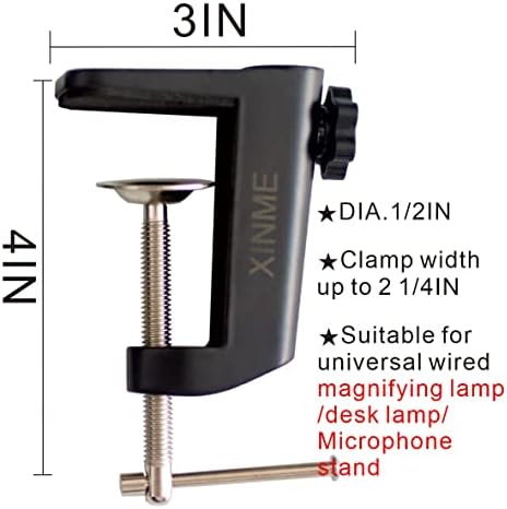Desk lamp Clamp: 2PACK 1/2 Enlarge Hole Replacement C Clamp for Desk Light,Magnifying Glass with Light,Table Mic Stand,Mic Arm Desk Mount,Swing Arm Phone Holder,for Home Office Work Task (BLACK)