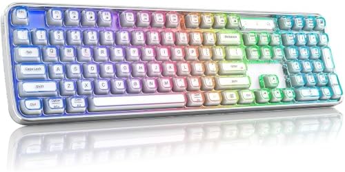 MOFII Clear Curved Ergonomic Wireless Keyboard, Tri-Mode BT5.0/2.4G/USB-C