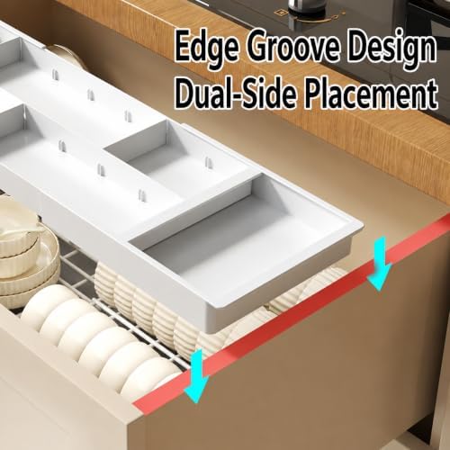 Large Expandable Drawer Organizer Tray, Adjustable Desk Drawer Organizer