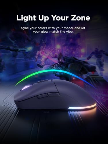 Lenovo Legion M220 Wireless RGB Gaming Mouse, Tri-Mode (Bluetooth, 2.4GHz & Wired), 5000 DPI Optical Sensor, 2-Zone RGB Lighting, 100Hr Battery, 7 Buttons, USB-C Rechargeable, Nebula Purple